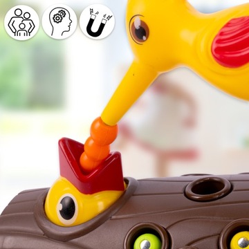 GRA MAGNETYCZNA ZRĘCZNOŚCIOWA NAKARM DZIĘCIOŁA ZŁAP ROBACZKA MONTESSORI