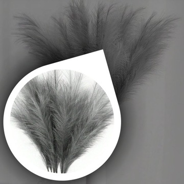 Искусственный тростник, перья пампасной травы, серый набор из 7 декоративных веток.