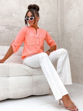 ЭЛЕГАНТНАЯ БЛУЗКА ЖЕНСКАЯ, СВОБОДНАЯ РУБАШКА, ДЕКОРАТИВНЫЕ ПУГОВИНКИ PL PROD APRICOT S