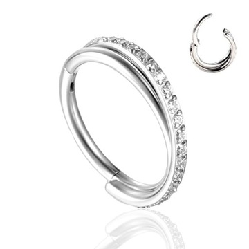 Kolczyk PIERCING Clicker Podwójny SREBRNY Conch Helix TYTAN 1.2/10