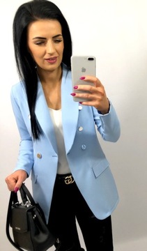 Marynarka Damska ze Złotymi Guzikami Elegancka Amarantowa Dwurzędowa L