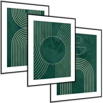 3 x PLAKAT 30X40 ZESTAW PLAKATÓW KSZTAŁTY LINIE BUTELKOWA ZIELEŃ ZIELONY