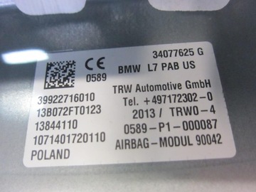 BMW F30 F36 F34 F32 DESKA ROZDĚLOVAČE KONZOLA AIRBAG NAPÍNÁKY 9247992