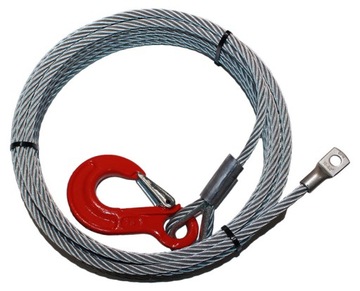 Lina stalowa z hakiem i oczkiem - 11mm x 70m