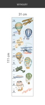 Наклейка «МЕРА РОСТА»: воздушные шары, самолеты, ракеты