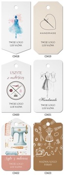 Cenówki PRZYWIESZKI bileciki NA ODZIEŻ zawieszki do produktów handmade LOGO