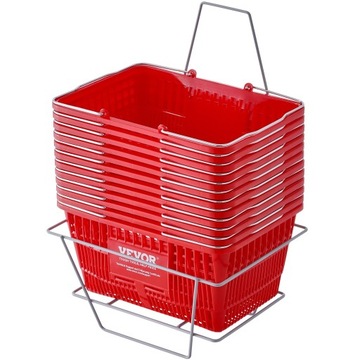 Koszyk sklepowy zakupowy plastikowy 21L marketowy stojak czerwony 12 sztuk