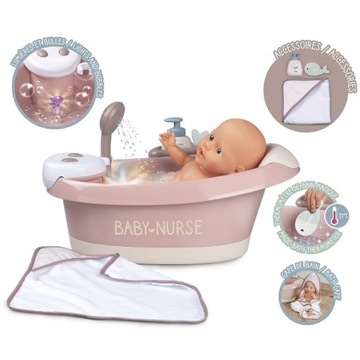 SMOBY BABY NURSE WANIENKA Z HYDROMASAŻEM, PRYSZNICEM I ŚWIATŁEM
