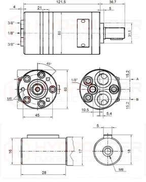 SILNIK HYDRAULICZNY MM 50 1,7kW 20L/min 400obr/min M+S HYDRAULIC