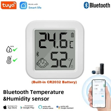 Датчик ВЛАЖНОСТИ ТЕРМОМЕТРЫ Умный дом BLUETOOTH LCD TUYA