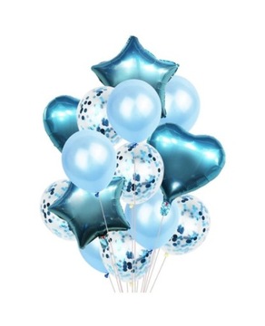 BALONY ZESTAW 14SZT URODZINY SERCE ŚLUB KONFETTI