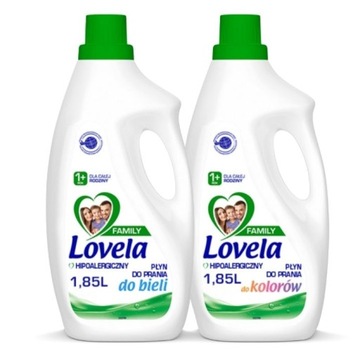 LOVELA Family Płyn Prania Kolorów Bieli 2 x 1,85L