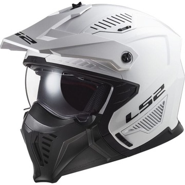 KASK MOTOCYKLOWY LS2 OF606 WYPINANA SZCZĘKA + DASZEK BIAŁY POŁYSK ROZMIAR S