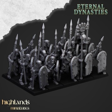 Ancient Skeletons with Spears and Hand Weapons - Highlands Miniatures 20 sz