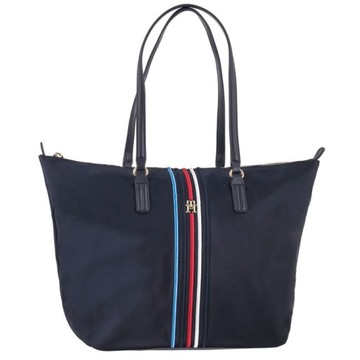 Duża Damska Torebka Tommy Hilfiger Poppy Tote Corp Granatowa