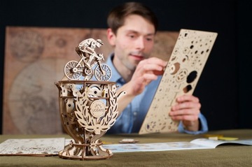 ДЕРЕВЯННАЯ МЕХАНИЧЕСКАЯ МОДЕЛЬ АВТОМАТИЧЕСКОГО ВЕЛОСИПЕДА С ПРИВОДОМ UGEARS 3D ПАЗЛ