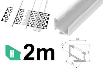 PROFIL DO LED NAROŻNY 30°/60° H 2m + KLOSZ, BIAŁY