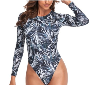 STRÓJ KĄPIELOWY JEDNOCZĘŚCIOWY DŁUGI RĘKAW LIŚĆ M