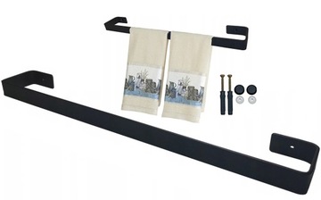 UCHWYT NA DUŻY RĘCZNIK ŁAZIENKOWY METALOWY CZARNY MOCNY LOFT PREMIUM 30 CM