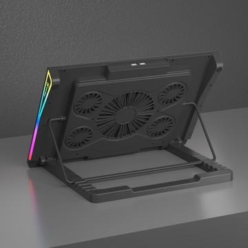 ОХЛАЖДАЮЩАЯ ПОДСТАВКА ДЛЯ НОУТБУКА 12–17 ДЮЙМОВ, РЕГУЛИРУЕМАЯ RGB-СВЕТОДИОДНАЯ СВЕТОДИОДНАЯ, С USB