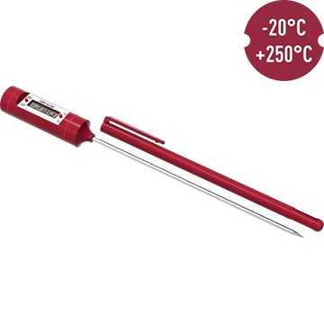 Электронный пищевой термометр с щупом, диапазон -20 +250 градусов, красный
