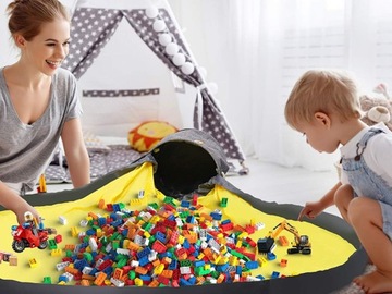 КОРЗИНА ДЛЯ ИГРУШЕК С КОВРИКОМ-ОРГАНИЗАТОРОМ КОНТЕЙНЕР ДЛЯ СУМКИ С РУЧКАМИ К КРЫШКЕ