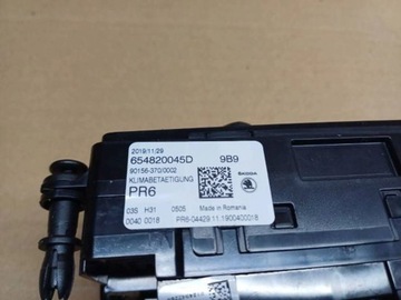 SKODA SCALA PANEL PŘEPÍNAČ KLIMATIZACE 654820045D
