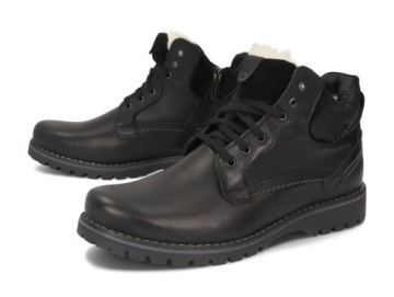 TRZEWIKI MĘSKIE BUTY OCIEPLANE SKÓRA 885 CZARNY 46
