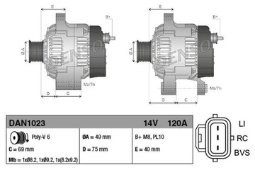 ALTERNÁTOR 120A DAN1023 DENSO FORD C-MAX FOCUS