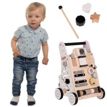 Dřevěné interaktivní chodítko odrážedlo pro děti KiddyMoon WK-001