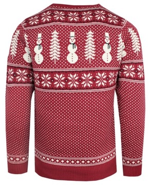 Sweter Świąteczny w Norweski Wzór -Czerwony- M