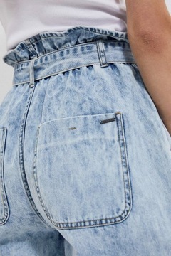 MOODO Szorty jeansowe typu paperbag L-SH-3714 L.BLUE; XS