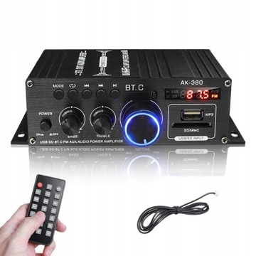 AK380 Domowy wzmacniacz samochodowy Bluetooth 12V