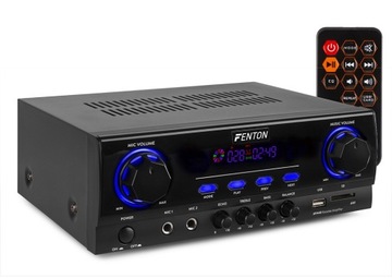 MOCNY WZMACNIACZ STEREO CYFROWY BLUETOOTH USB SD AUX PILOT 2x200 WATT