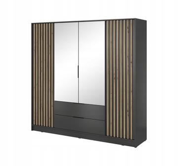 SZAFA GARDEROBA NELLY 4D 206 CM GRAFIT LUSTRO