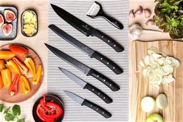 СОВРЕМЕННЫЙ НАБОР КУХОННЫХ НОЖЕЙ 3+1 EDENBERG, ЧЕРНЫЙ EDENBERG 9814