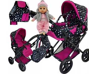 КОЛЯСКА ДЛЯ КУКОЛ, ПЕРЕНОСКА, СУМКА, ПОСЛАНИЕ + ПОЮЩИЙ МАЛЫШ