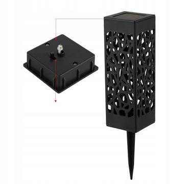 СОЛНЕЧНЫЙ САДОВЫЙ СВЕТИЛЬНИК 6 ШТ АЖУРНЫЙ СВЕТОДИОДНЫЙ ФОНАРНЫЙ СТОЛБ ЧЕРНЫЙ