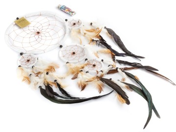 PIĘKNY ŁAPACZ SNÓW DREAMCATCHER 65cm Biały