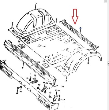 Задняя панель пола Suzuki Samurai / SJ 413