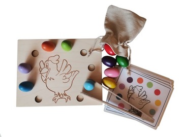 Układanka lewopółkulowa sorter KURKA Montessori PREZENT WIELKANOC