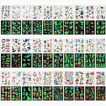 СВЕТЯЩИЕСЯ В ТЕМНОТЕ ТАТУ ДЛЯ ДЕТЕЙ 30 ДЕТСКИХ ЛИСТОВ ~400ШТ.