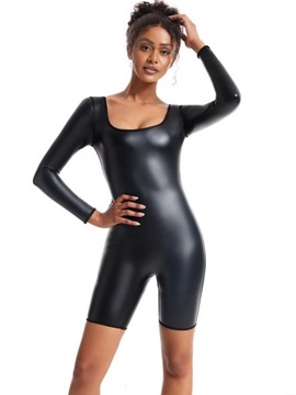 Women Leather Bodysuit Full Body Shaper Tummy Cont