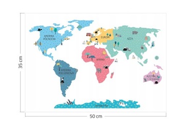 MAPA ŚWIATA 35x50cm PLANSZA DYDAKTYCZNA DUŻA