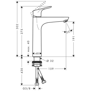 BATERIA UMYWALKOWA CHROM STOJĄCA HANSGROHE FOCUS