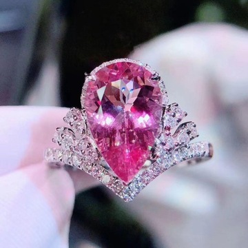 Crown High Carbon Diamond Water Drop Open Ring