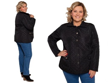 Czarna pikowana kurtka z cekinami PLUS SIZE 54