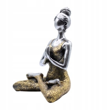 Статуэтка Женщина 24см - Йога - Серебро и Золото