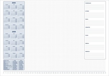 Biuwar Planer kalendarz 2025/2026 kratka duży A2 podkład biurko notes