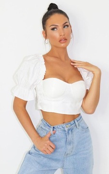 C0D137 BIAŁY TOP GORSET PRETTYLITTLETHING XS